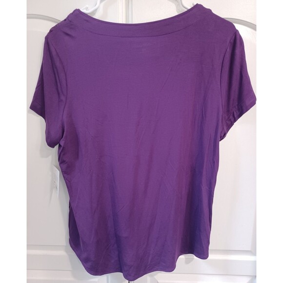 CROFT & BARROW ELITE PLUM LAYERED WOMENS CAP SLEEVE BLOUSE SZ PM - Picture 2 of 8